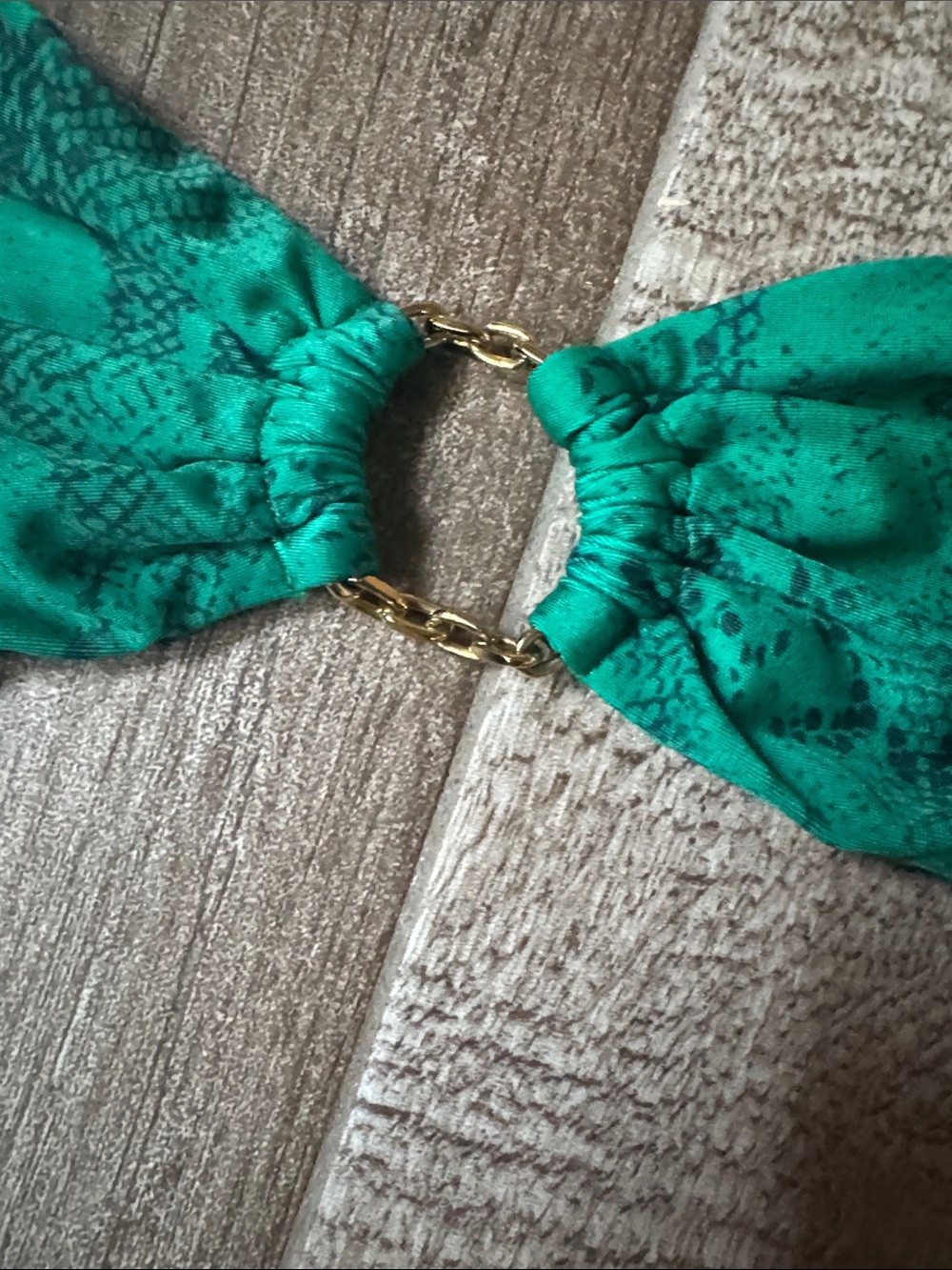 Emerald Green Snake-Print String Bikini Top & Bottom Set - Picture 3 of 4